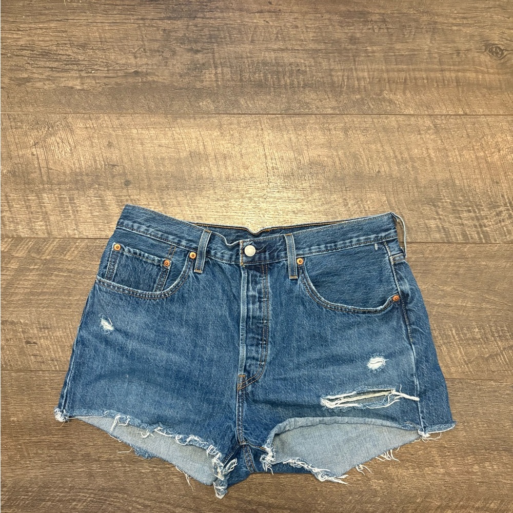 Classic Blue Distressed Women's Jean Shorts